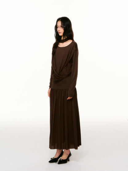LAFREEDOM LAF360809 &amp;  LAF360810 Minimalist Cowl-Neck Knit Top &amp; Skirt