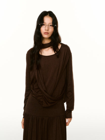 LAFREEDOM LAF360809 &amp;  LAF360810 Minimalist Cowl-Neck Knit Top &amp; Skirt