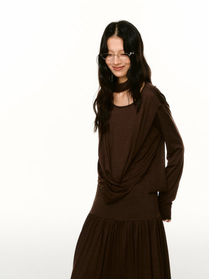 LAFREEDOM LAF360809 &amp;  LAF360810 Minimalist Cowl-Neck Knit Top &amp; Skirt