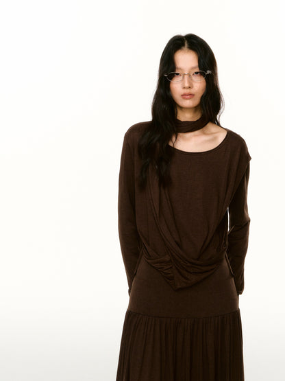 LAFREEDOM LAF360809 &amp;  LAF360810 Minimalist Cowl-Neck Knit Top &amp; Skirt