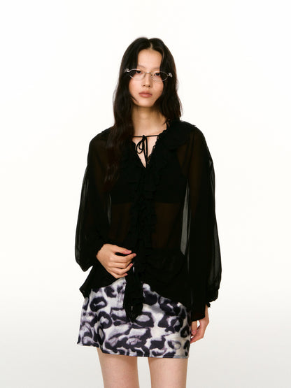 LAFREEDOM LAF360803 Lace Ruffle Blouse