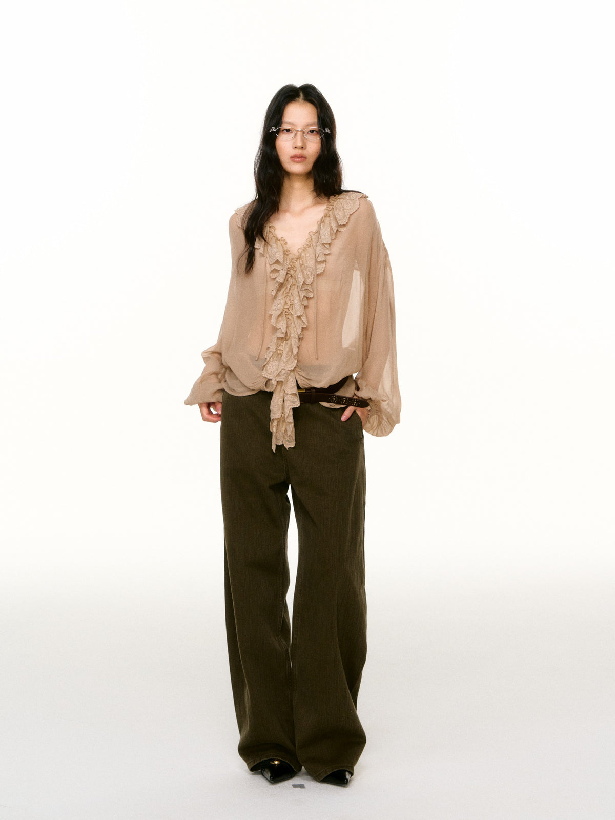 LAFREEDOM LAF360803 Lace Ruffle Blouse