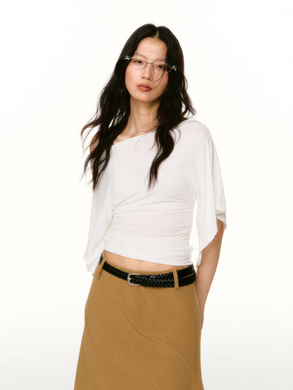 LAFREEDOM LAF360801 Asymmetric Bud-Sleeve T-Shirt