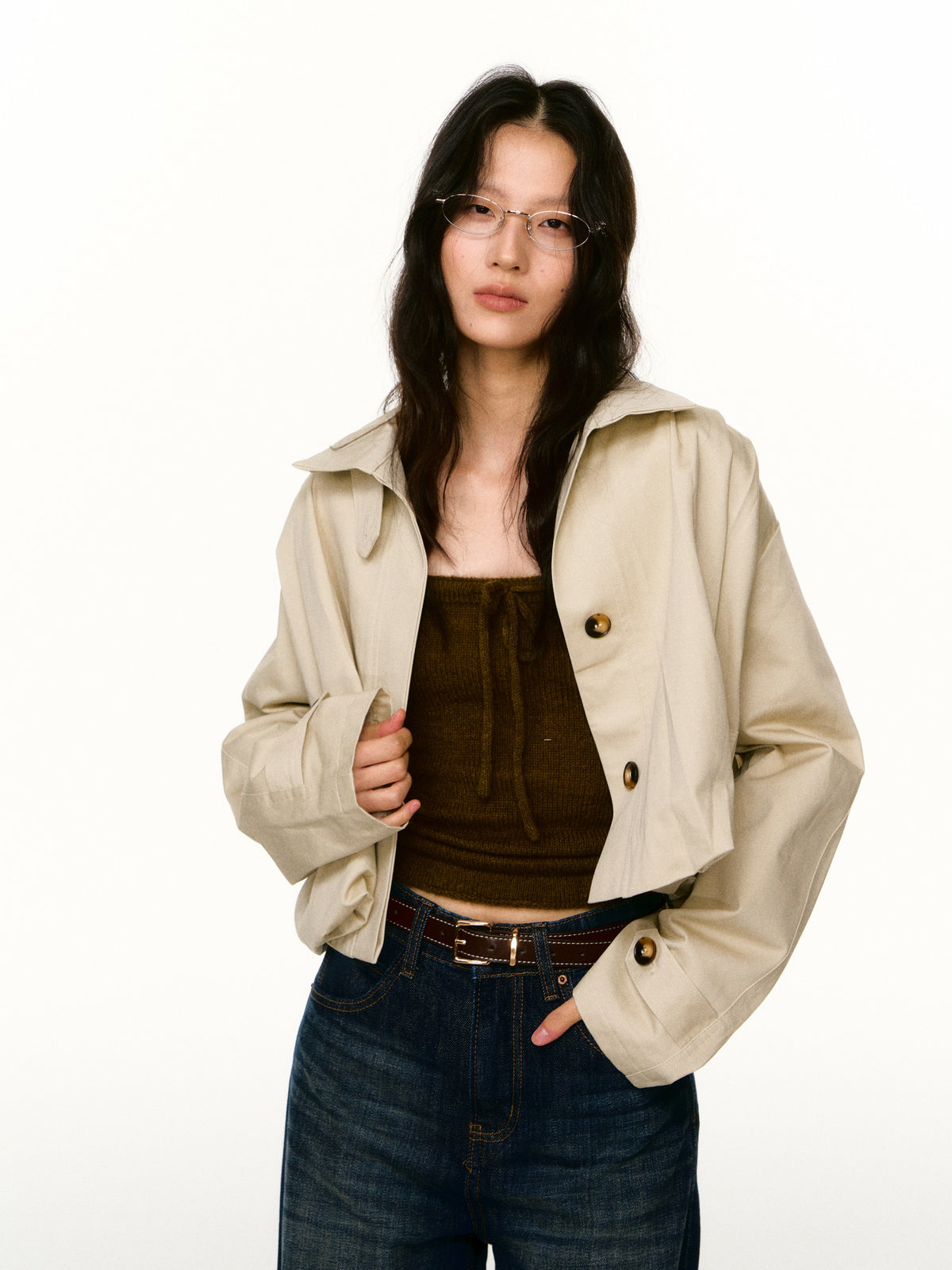 LAFREEDOM LAF360812 Cropped Long-Sleeve Trench Coat