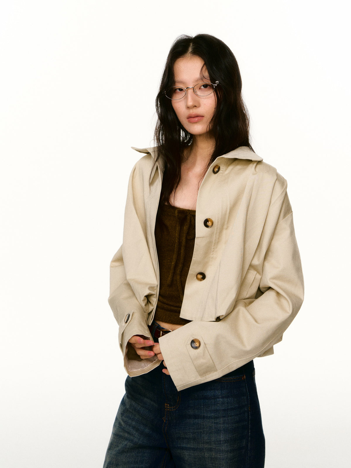 LAFREEDOM LAF360812 Cropped Long-Sleeve Trench Coat