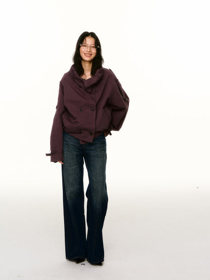 LAFREEDOM LAF360816 Washed Cotton Cropped Trench Coat