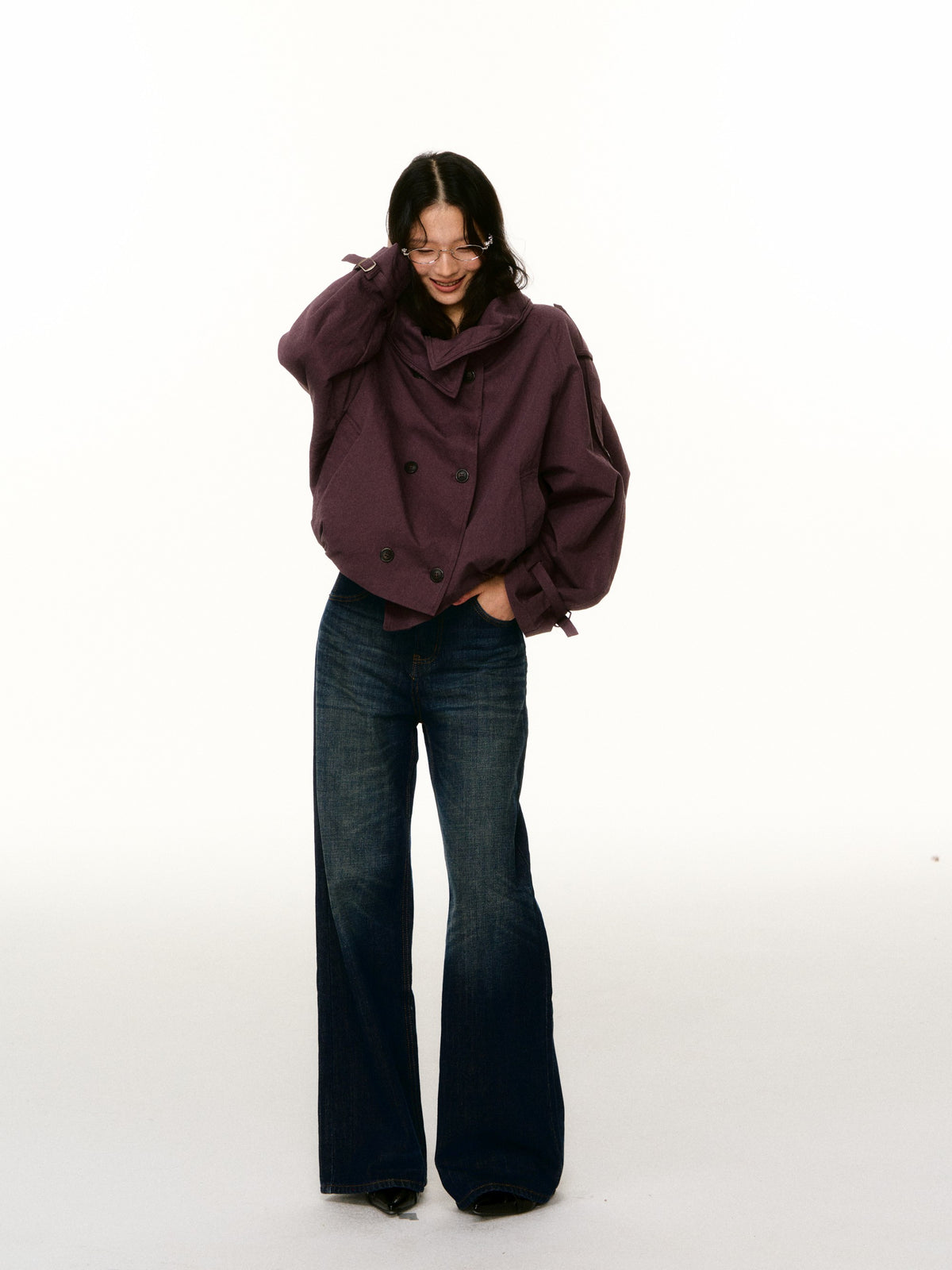 LAFREEDOM LAF360816 Washed Cotton Cropped Trench Coat