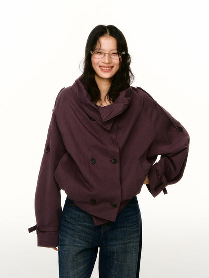 LAFREEDOM LAF360816 Washed Cotton Cropped Trench Coat