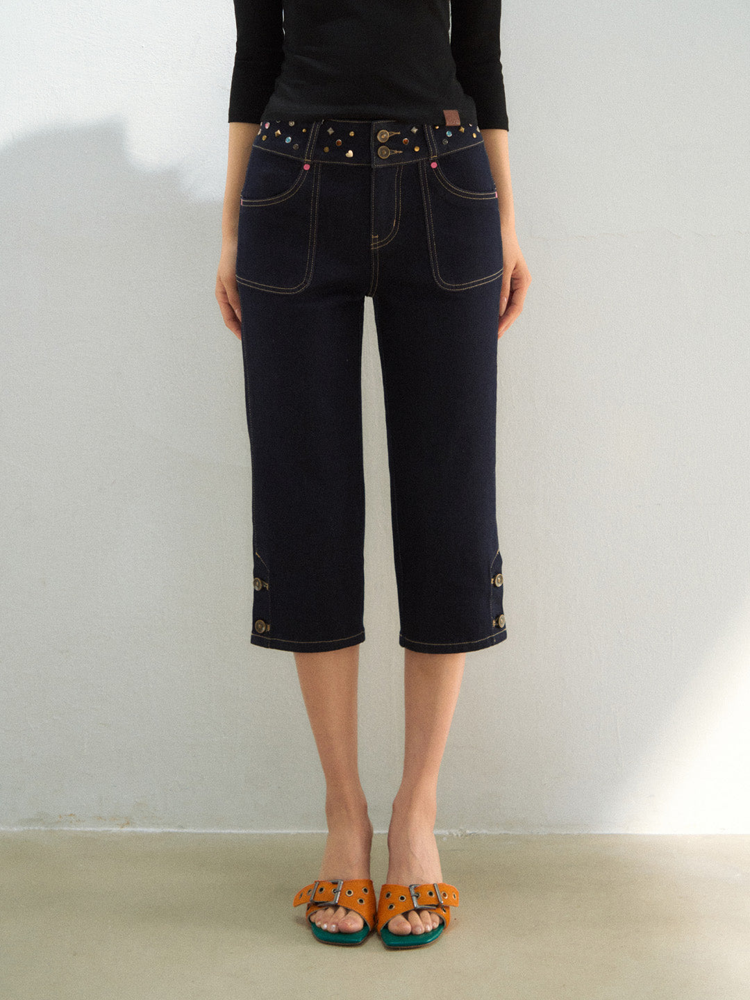 VIA PITTI VIAAP923 Rivet waistband slim fit jeans