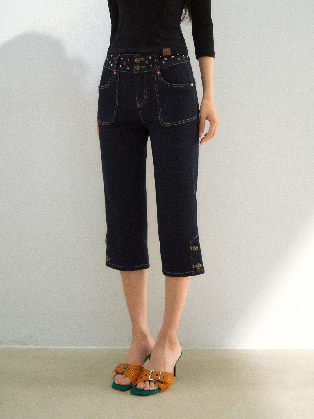 VIA PITTI VIAAP923 Rivet waistband slim fit jeans