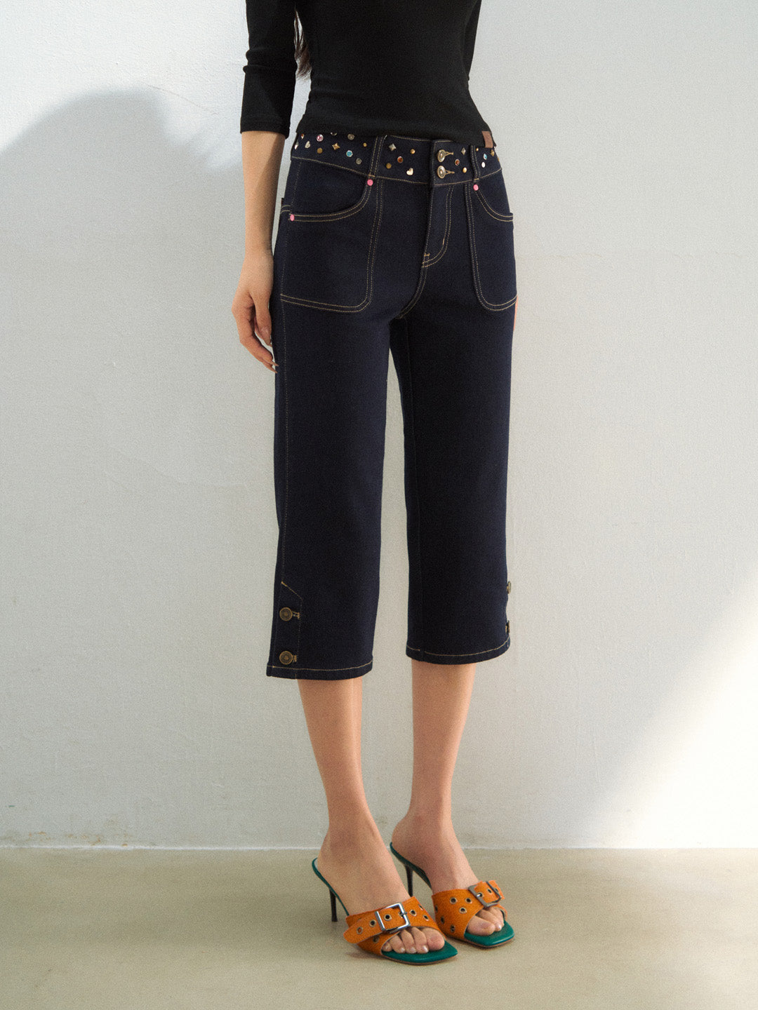 VIA PITTI VIAAP923 Rivet waistband slim fit jeans