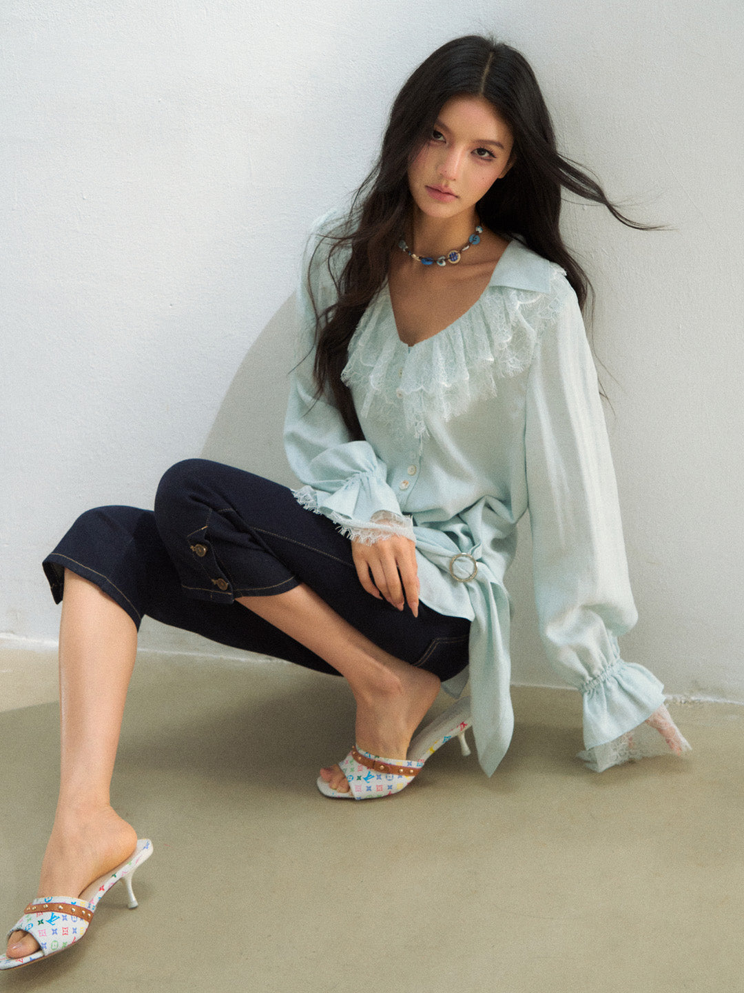 VIA PITTI VIAATP899 Lace patchwork shirt