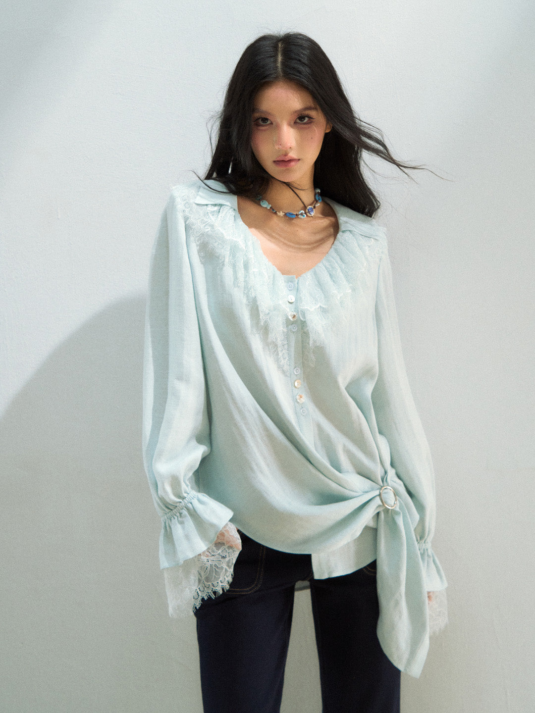VIA PITTI VIAATP899 Lace patchwork shirt