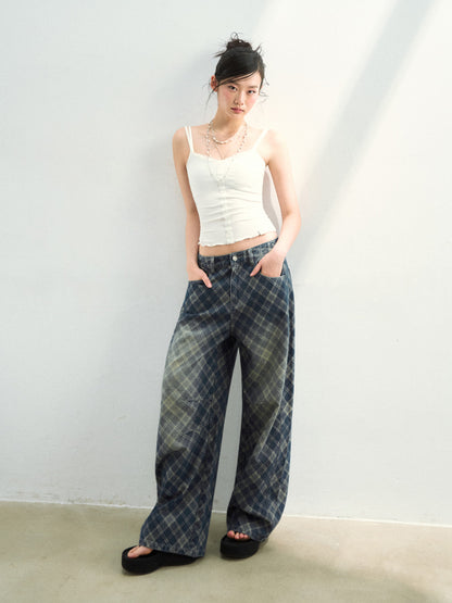 VIA PITTI VIAATP790 Grid denim gradient washed denim pants