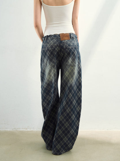 VIA PITTI VIAATP790 Grid denim gradient washed denim pants