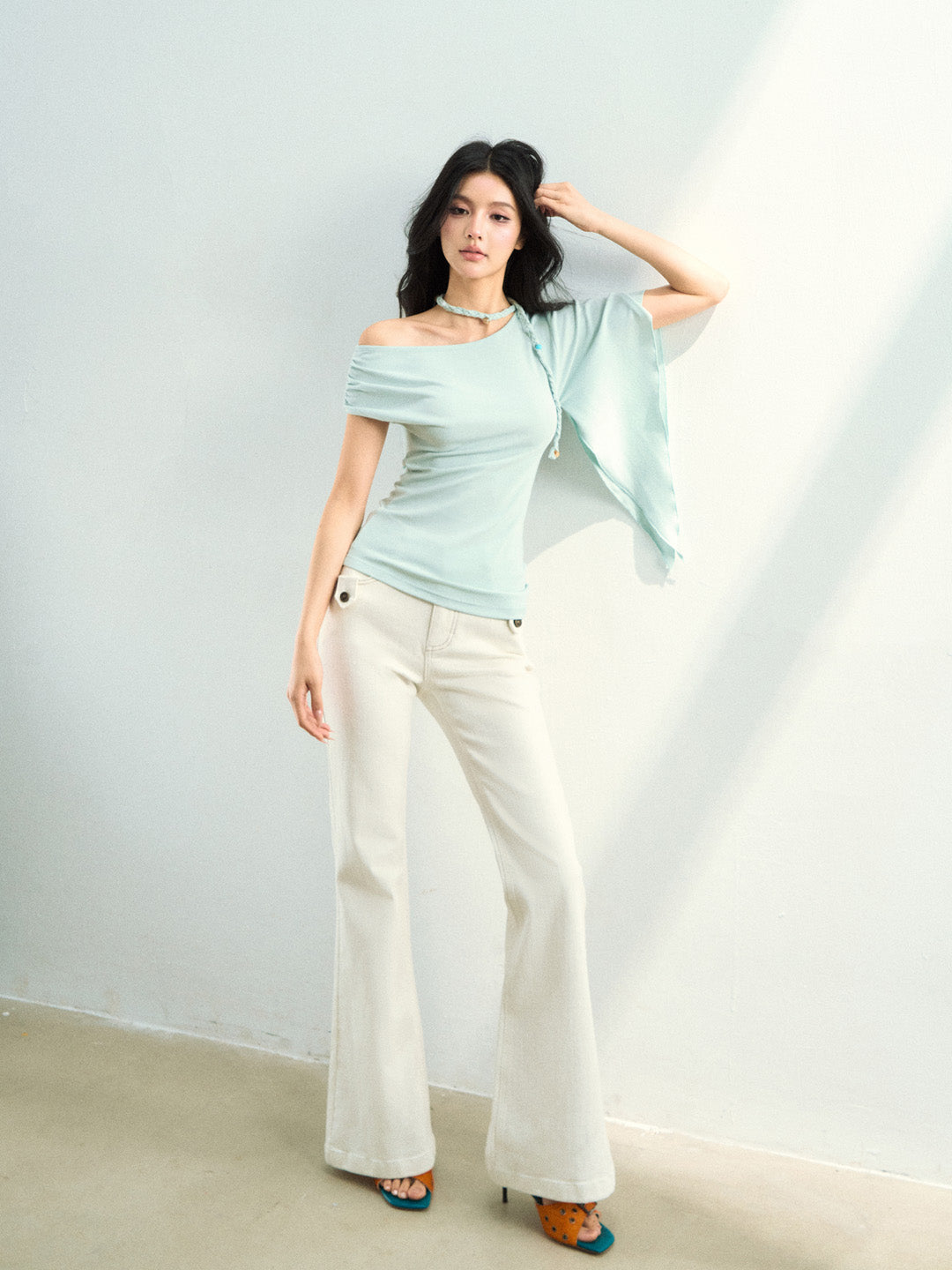 VIA PITTI VIAAT886 Irregular flowing short sleeved T-shirt