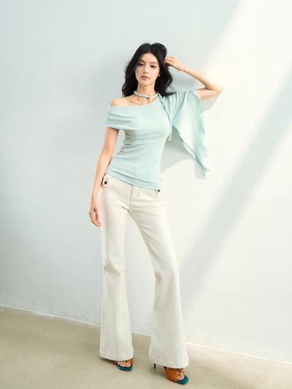 VIA PITTI VIAAT886 Irregular flowing short sleeved T-shirt