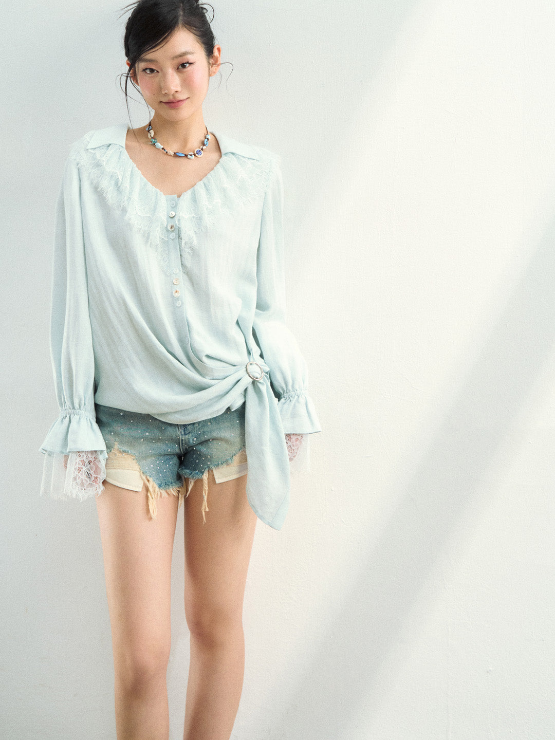 VIA PITTI VIAATP899 Lace patchwork shirt