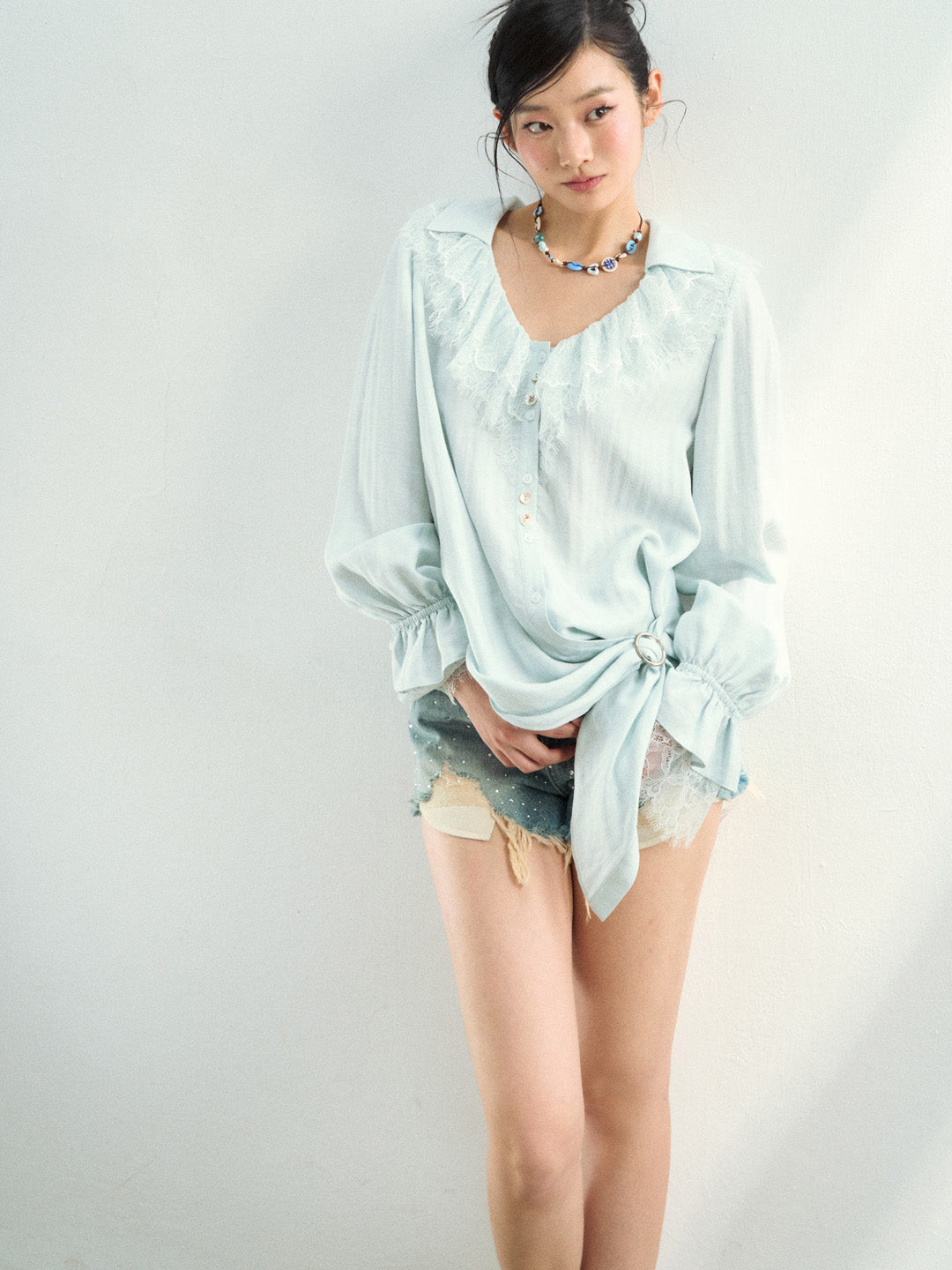 VIA PITTI VIAATP899 Lace patchwork shirt