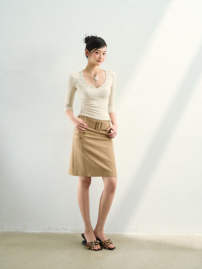 VIA PITTI VIAAS837 Thick waistband design skirt