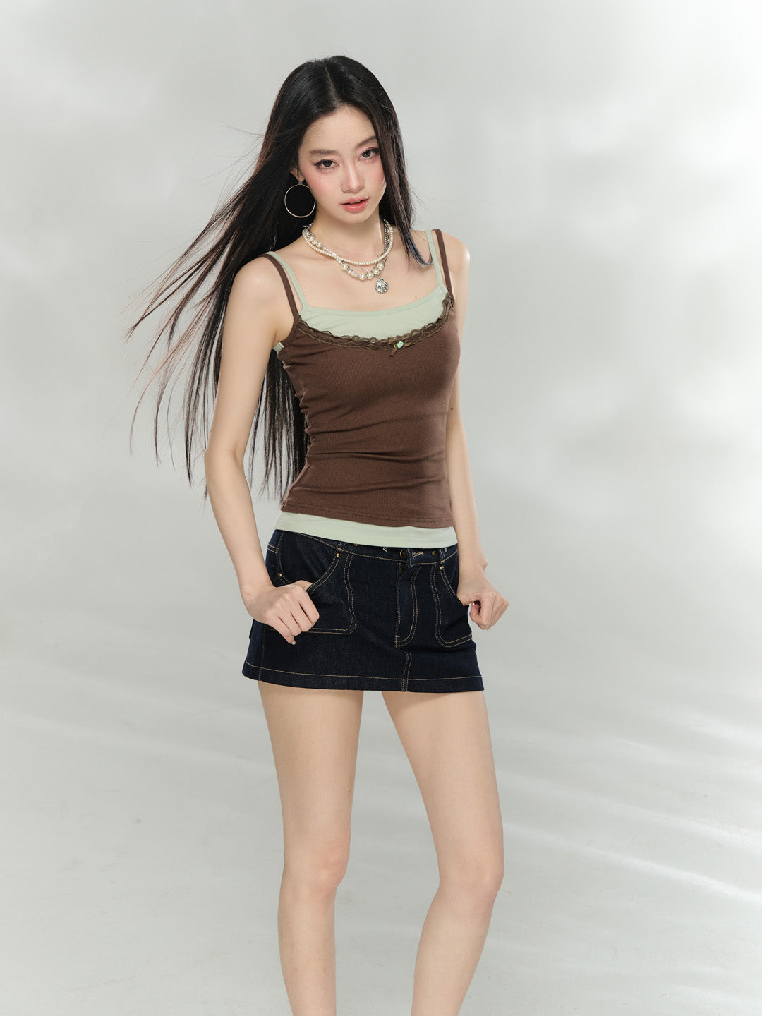 VIA PITTI VIAAT911 Color blocked patchwork camisole vest