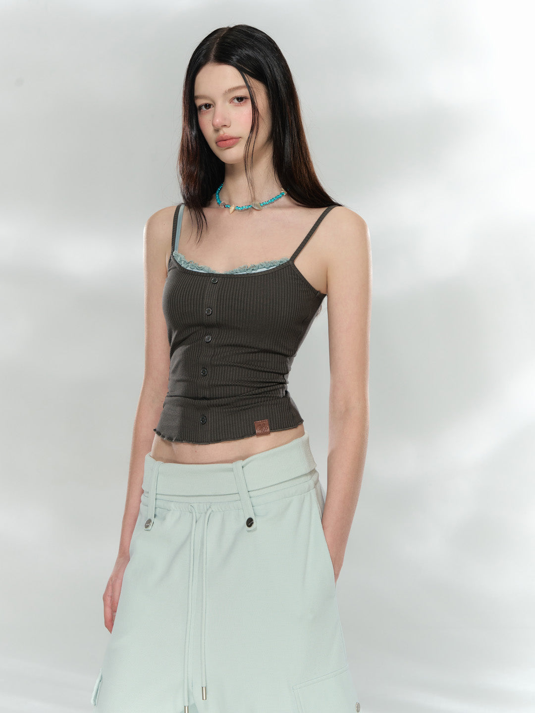 VIA PITTI VIADTP767 Splicing button decoration camisole vest