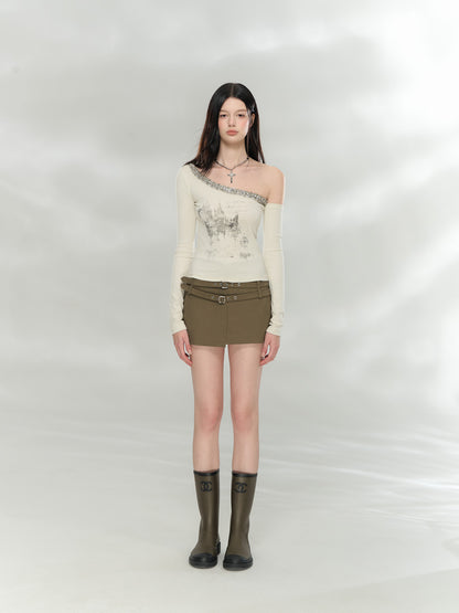 VIA PITTI VIAAT926 Diamond Shoulder Mirage Printed Long Sleeve T