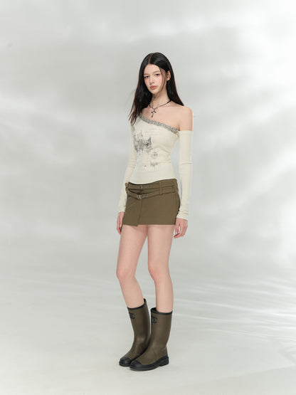 VIA PITTI VIAAT926 Diamond Shoulder Mirage Printed Long Sleeve T