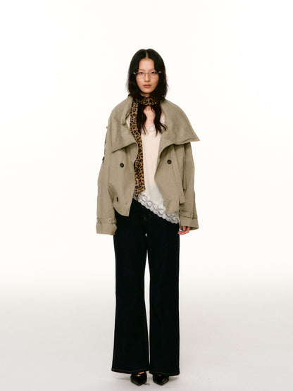 LAFREEDOM LAF360816 Washed Cotton Cropped Trench Coat
