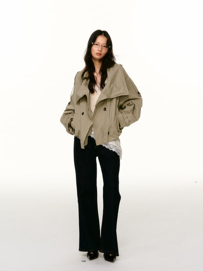 LAFREEDOM LAF360816 Washed Cotton Cropped Trench Coat