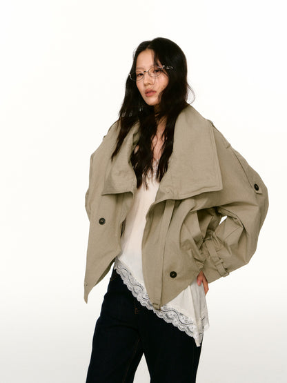LAFREEDOM LAF360816 Washed Cotton Cropped Trench Coat