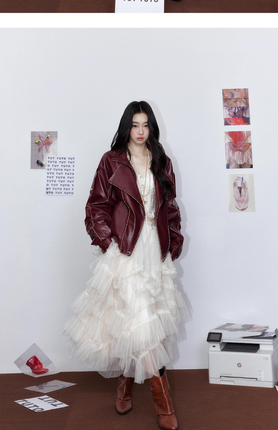 Tut tuto Loose collared motorcycle leather jacket