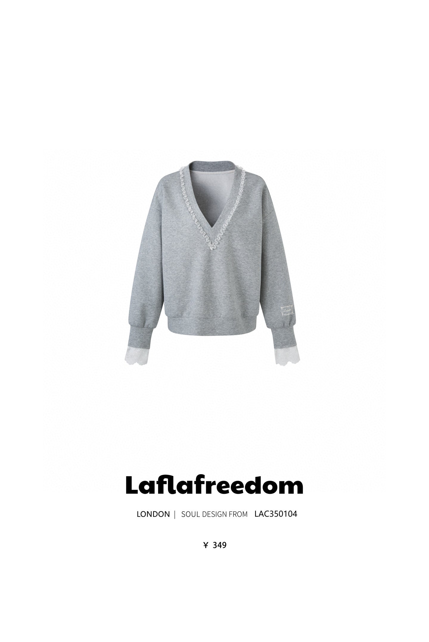 Lafreedom LAC350104 V-neck lace embroidered hoodie