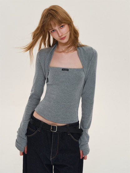 Asgony ASG26612 Faux-Layered Long-Sleeve Top