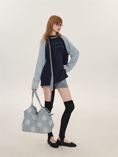 Asgony ASG26566 Polka Dot Oversized T-Shirt