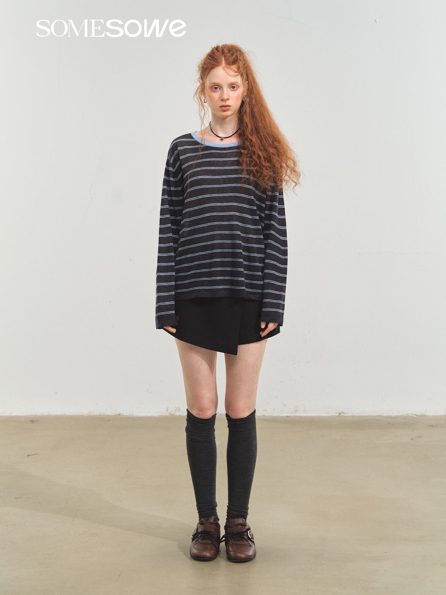 SOMESOWE S2508227 Vintage striped versatile knitted top