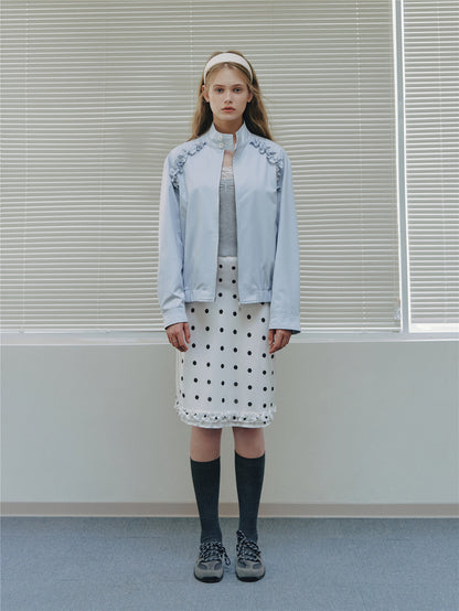 Asgony ASG26529 Ruffle-Edge Harrington Jacket