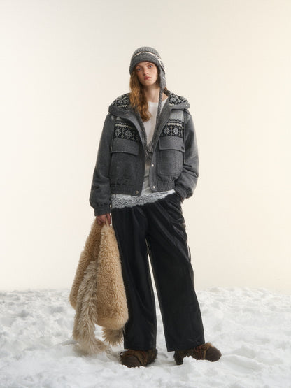 AsGony ASG25527 90 white duck down wool Fel Island hooded down jacket