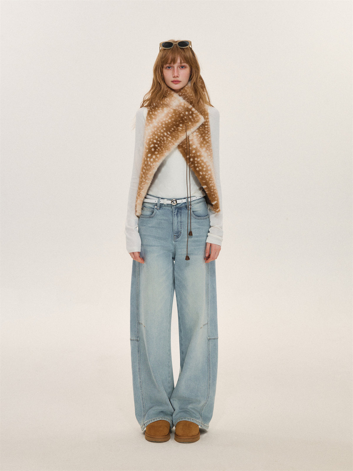 Asgony ASG26611 Strap-Detail Faux Fur Vest