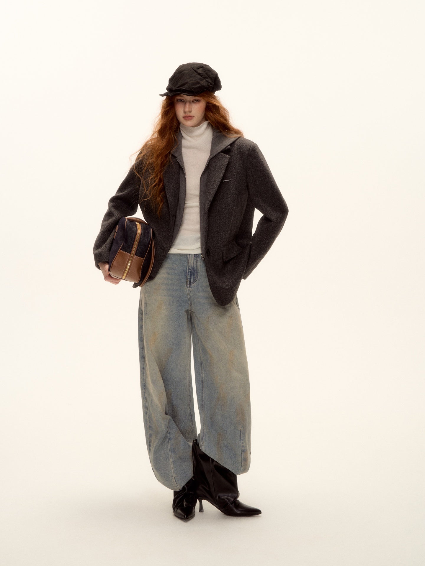 AsGony ASG25500 Fake two piece woolen jacket