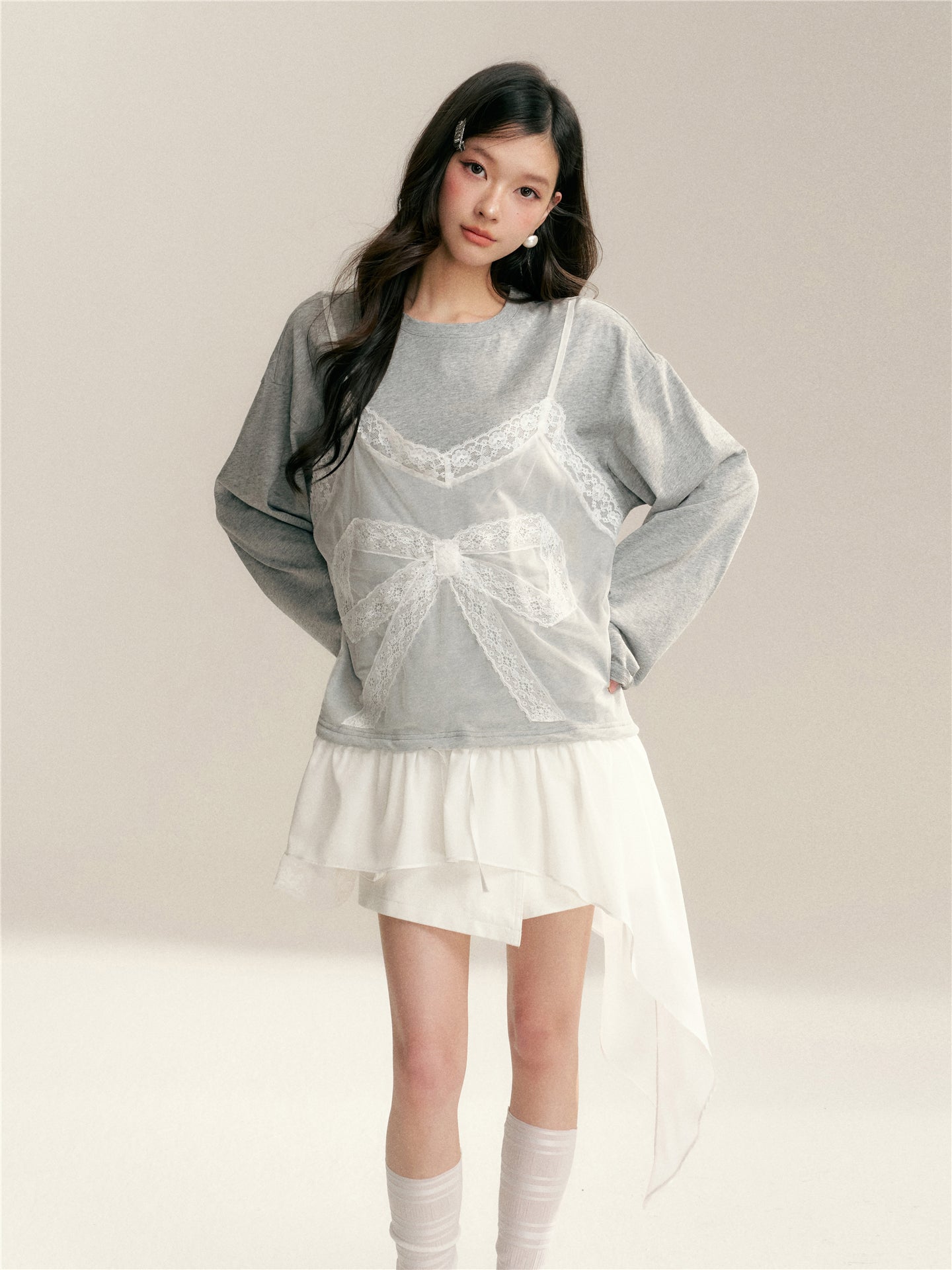 16DEWS 16D246059 High waisted A-line denim skirt and pants