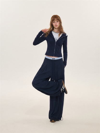 Asgony ASG26599 &amp; ASG26600 Color-Block Patchwork Jacket &amp; Draped Casual Pants