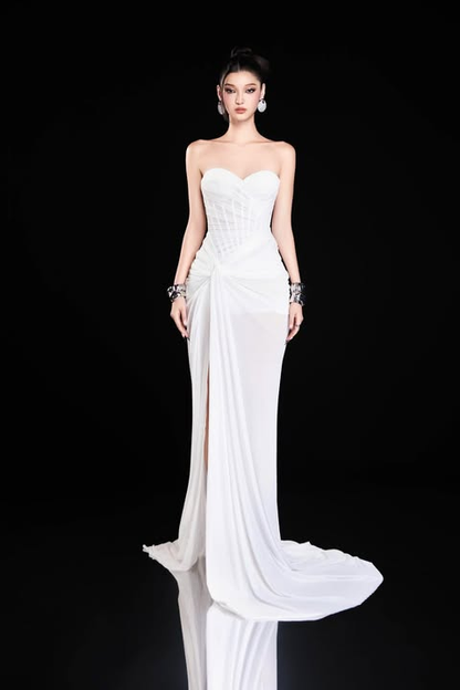 Bandage Dress Strapless high slit maxi dress