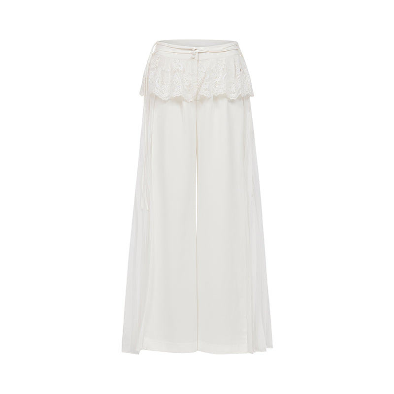 SHEERLUCK SLKZ25301 Lace pleated patchwork loose pants