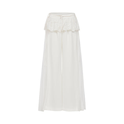 SHEERLUCK SLKZ25301 Lace pleated patchwork loose pants
