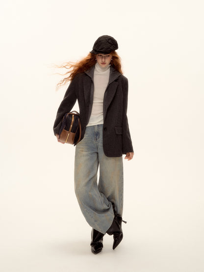 AsGony ASG25500 Fake two piece woolen jacket