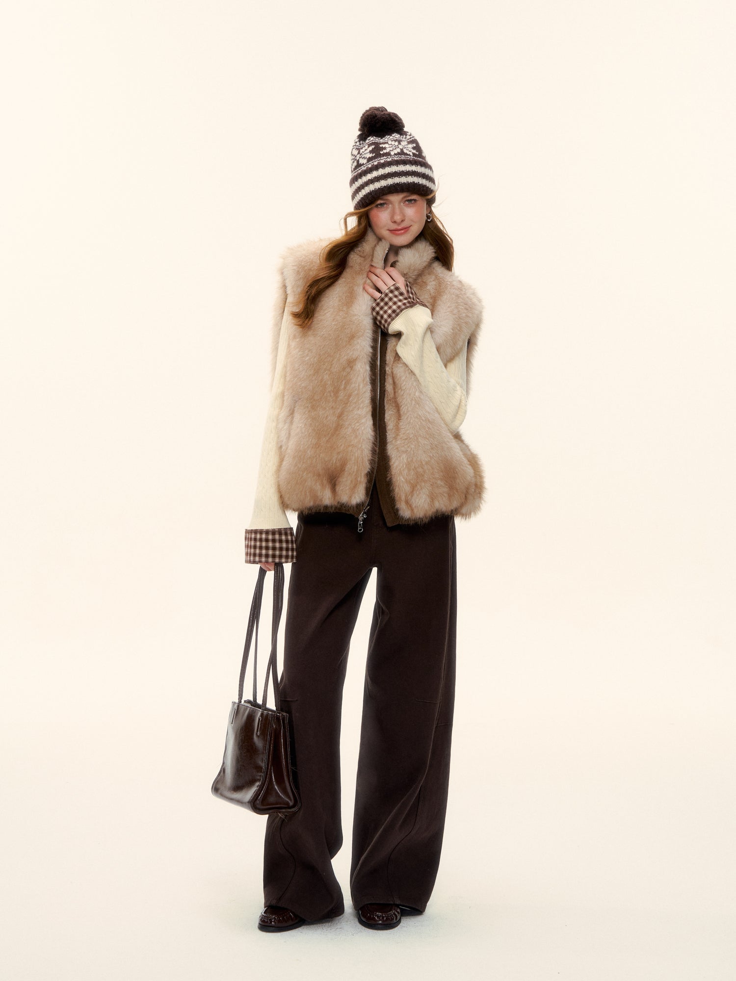 AsGony ASG25591 Eco-friendly fur double-sided vest