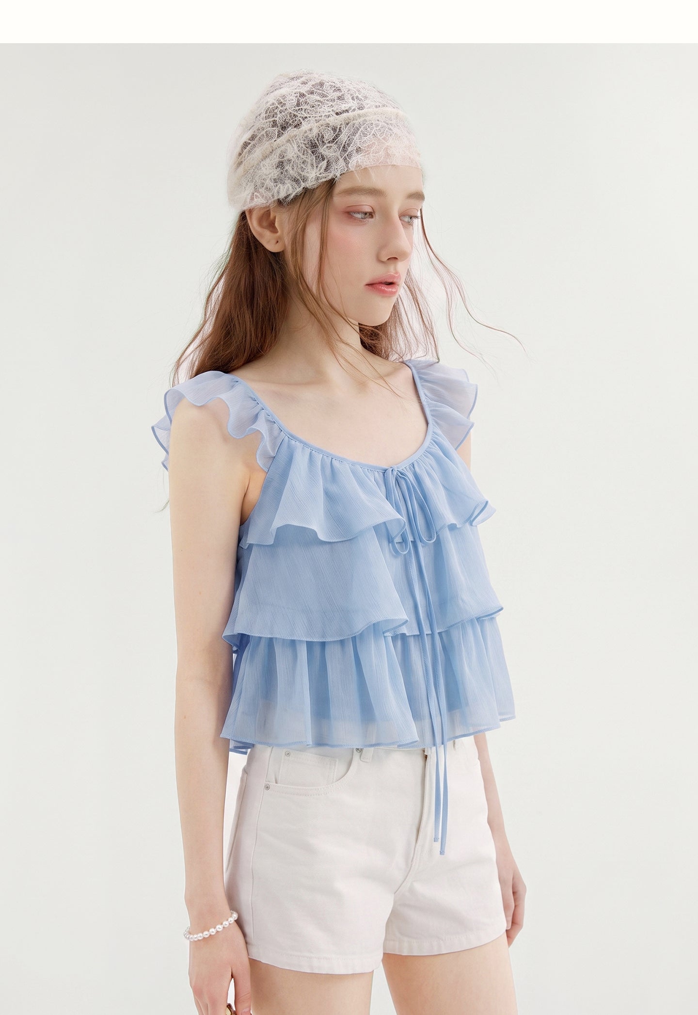 16DEWS 16D26366 Tiered Ruffle Camisole Top