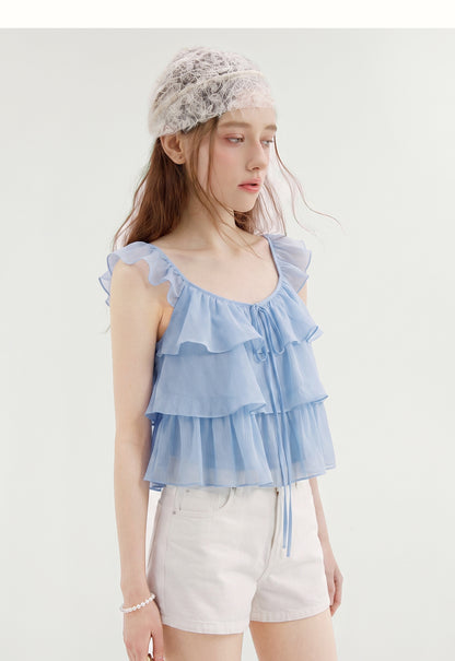 16DEWS 16D26366 Tiered Ruffle Camisole Top