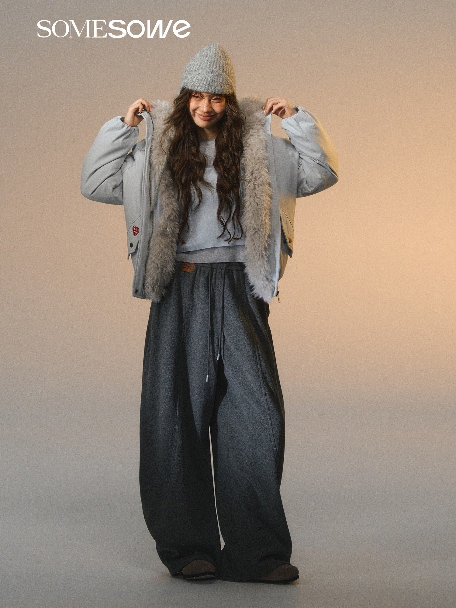 SOMESOWE S2508258 Detachable fur collar down jacket